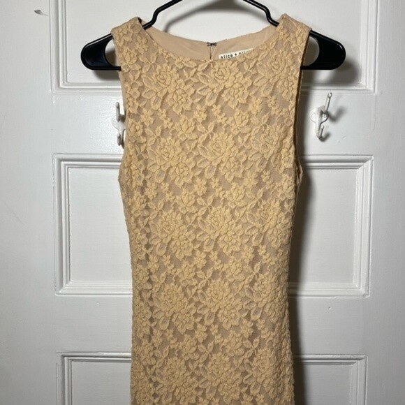 ALICE + OLIVIA Lace Overlay Open-Back Maxi Dress Blush Pink Sz 4 Small - Picture 5 of 15